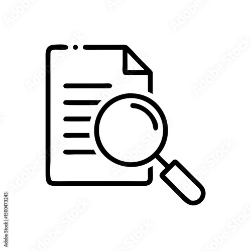 Magnifying glass over document icon symbolizes search and analysis
