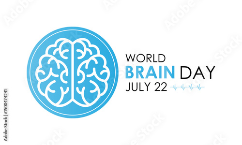 Vector graphic of Celebrate World Brain Day on July 22. A global initiative dedicated to raising awareness about brain health. Stethoscope and brain icon. Banner poster background design template.