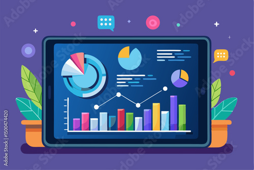 Business person interacting with a futuristic digital marketing interface, showcasing online advertising analytics, data charts, email marketing, and campaign performance metrics on a virtual screen. 