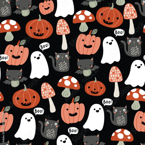 Halloween Seamless Pattern Vector Art Design