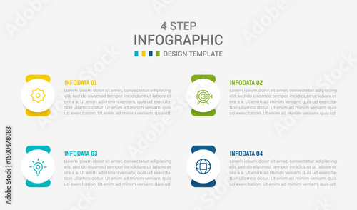 Four Step Infographic element design Vector template for presentation. process diagram and presentations step, workflow layout, banner, flow chart, info graphic vector illustration.