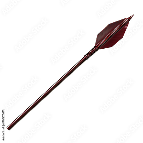 Bold Arrow with a Robust Form in Rich Burgundy Color Isolated on Transparent Background