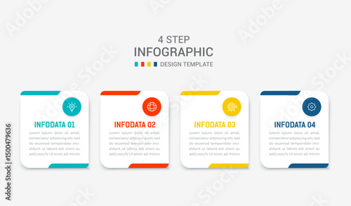 Four Step Infographic element design Vector template for presentation. process diagram and presentations step, workflow layout, banner, flow chart, info graphic vector illustration.