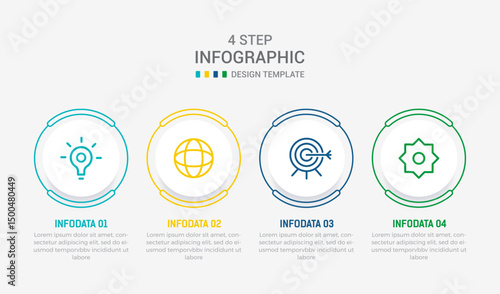 Four Step Infographic element design Vector template for presentation. process diagram and presentations step, workflow layout, banner, flow chart, info graphic vector illustration.