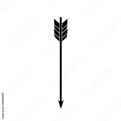 Minimalistic Arrow with a Defined Silhouette Isolated on Transparent Background