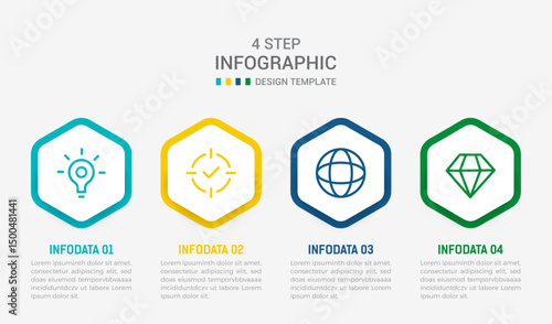 Four Step Infographic element design Vector template for presentation. process diagram and presentations step, workflow layout, banner, flow chart, info graphic vector illustration.