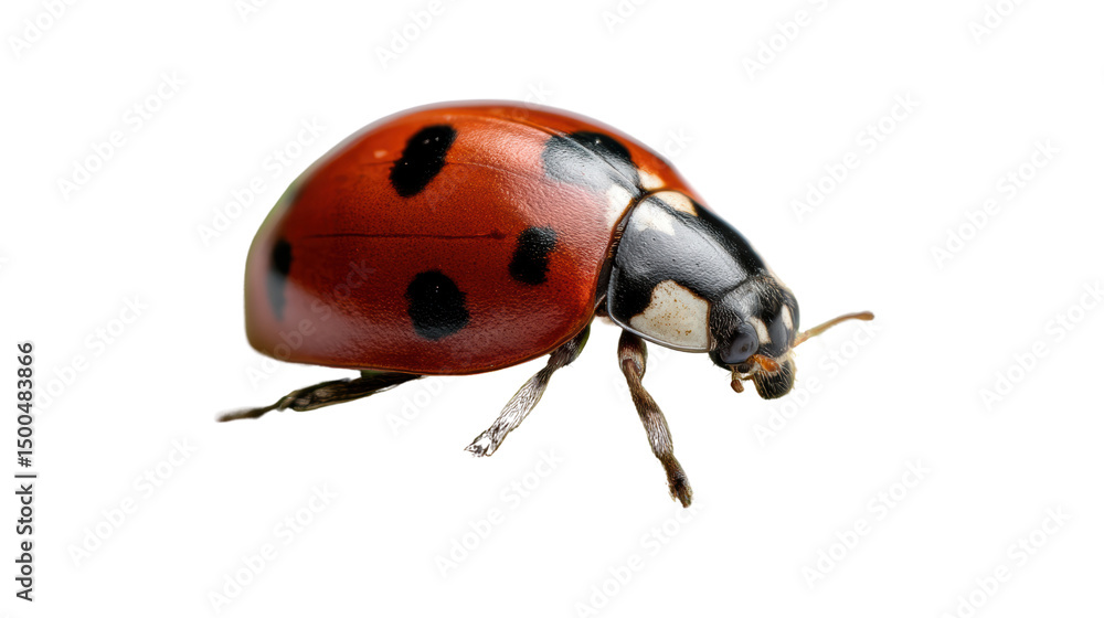 Close-up of a vibrant ladybug on a leaf. Close-up of a vibrant ladybug on a leaf.