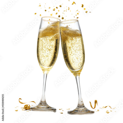 Celebratory toast with sparkling champagne glasses.