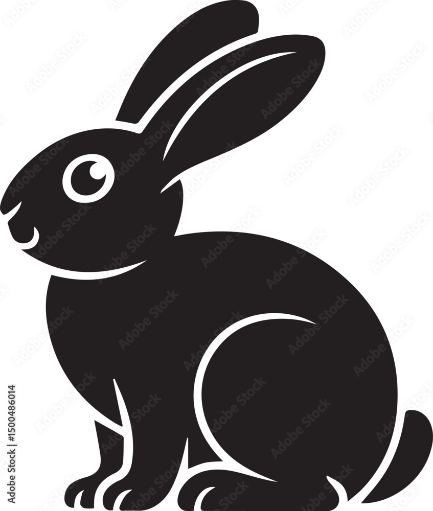 Fototapeta premium Sitting Bunny Rabbit Silhouette – Cute Vector Pet Illustration