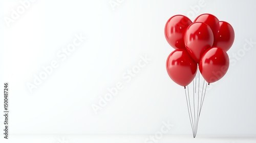 Balloons with Bold Red Numbers Floating on White Background for Holiday Celebrations