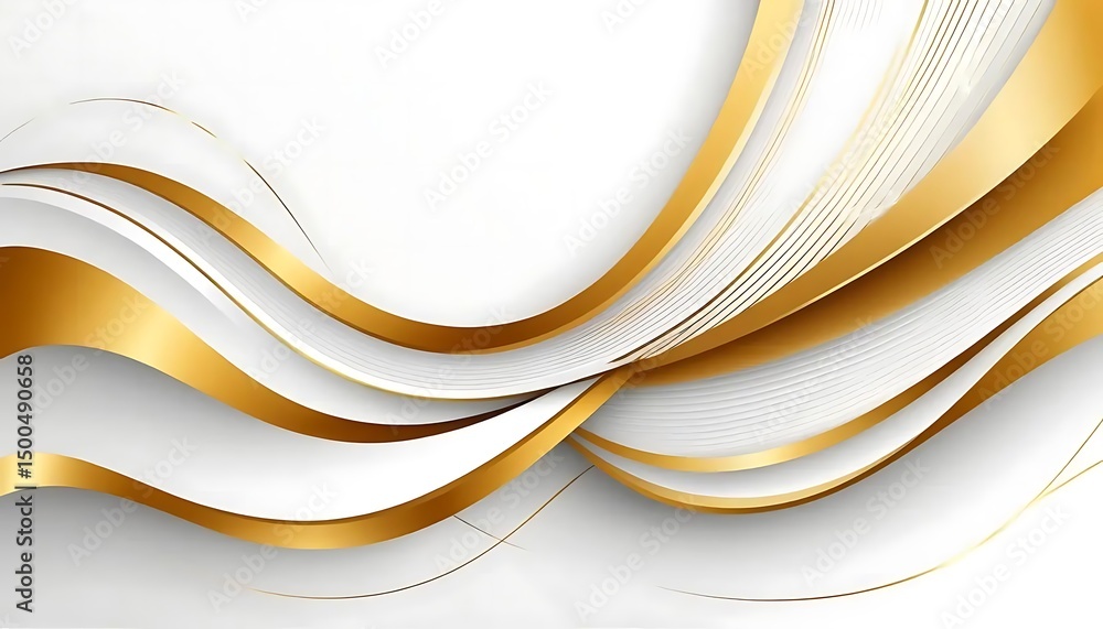 Obraz premium Elegant golden wave on white backdrop with dynamic flowing luxury