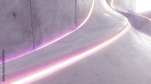 Modern architectural curve illuminated with soft purple ambient lighting