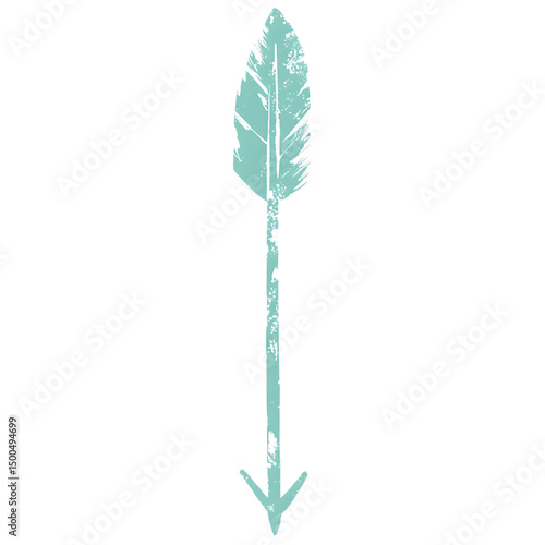 Artistic Arrow with Spontaneous Freeform Lines in Green Isolated on Transparent Background