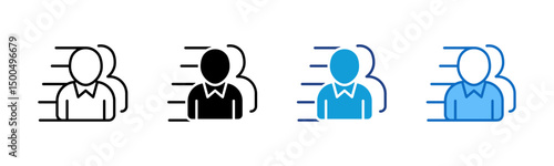 Agility - Multi Style Icon - person with speed lines indicating fast decision-making and leadership in business acceleration