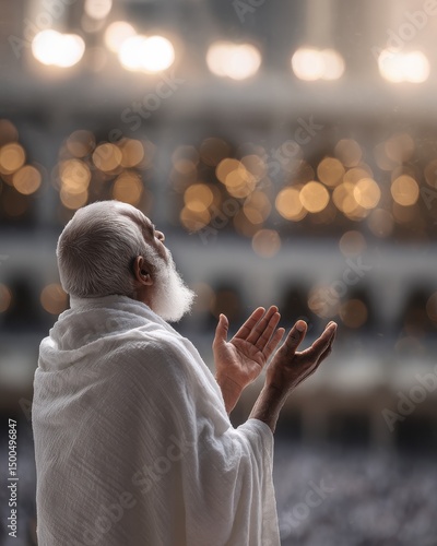 Wallpaper Mural Elderly Man in White Robe Praying in a Grand Mosque Torontodigital.ca