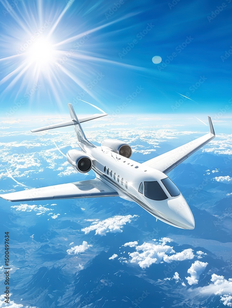 Fototapeta premium Luxury Private Jet Soaring Above Majestic Cloudscape