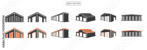 set of warehouse icon logo Design Vector Illustration