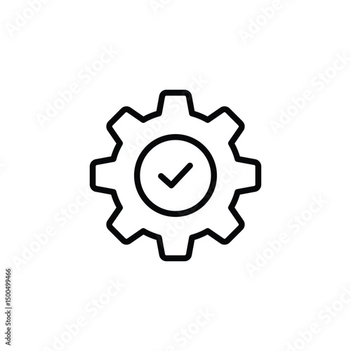 gear with checkmark icon vector.  in line style design on white background. vector illustration