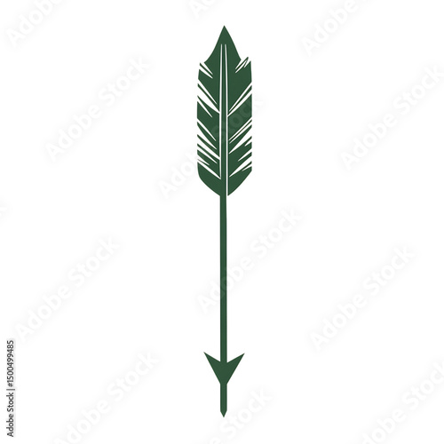 Minimalistic Arrow with Clear Contours in Forest Gr Isolated on Transparent Background