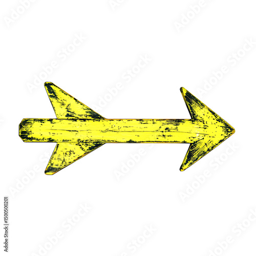 Bold Arrow with Expressive Design in Bright Chartre Isolated on Transparent Background