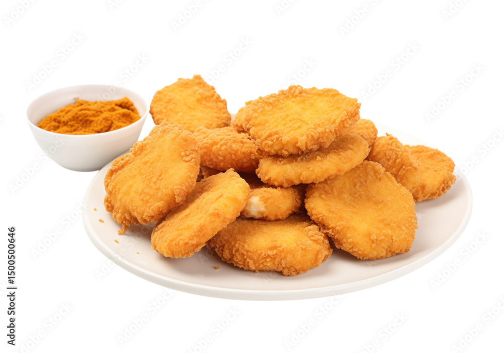 Delicious golden chicken nuggets isolated on a white background, On Transparent Background, Png Delicious golden chicken nuggets isolated on a white background, On Transparent Background, Png