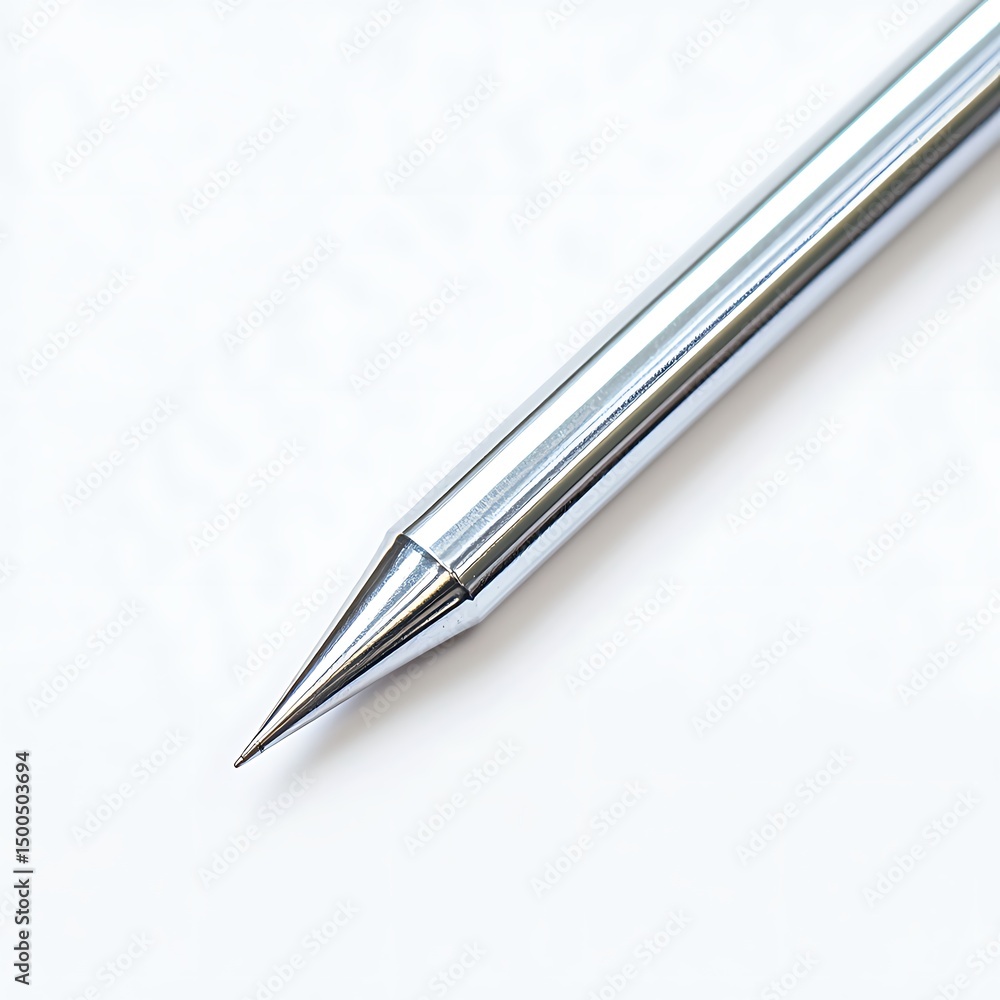 A new lead pencil ready for writing or drawing, capturing its clean lines and pointed tip, set against a bright white background A new lead pencil ready for writing or drawing, capturing its clean lines and pointed tip, set against a bright white background