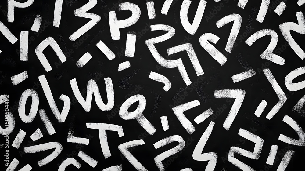 Abstract typographic scribbles in high-contrast black and white. Abstract typographic scribbles in high-contrast black and white.