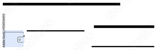 Wallet icon with multiple bold horizontal black lines representing balance, transactions, and finance. Ideal for banking, budgeting, digital payments, financial planning, modern apps, security flat