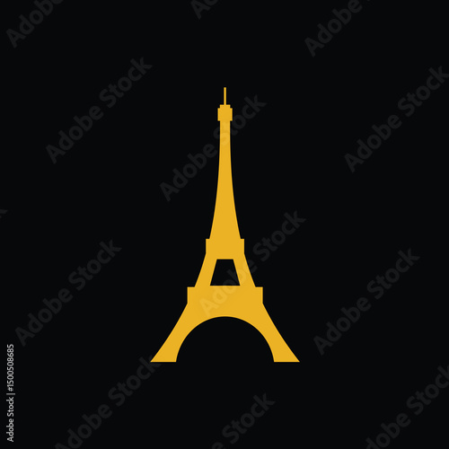 Eiffel tower logo vector illustration gold color