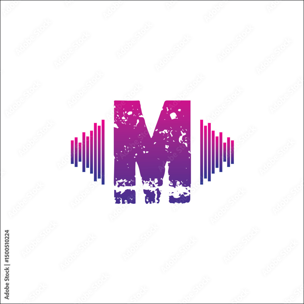 Fototapeta premium initials logo M musical vector template on white background
