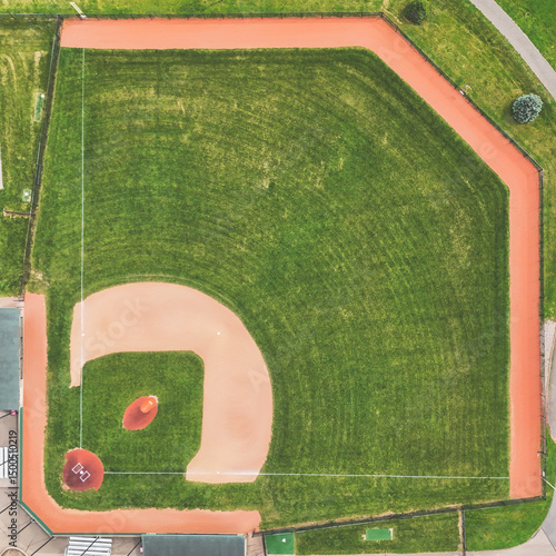 baseball field stadium background nobody drone aerial photography 