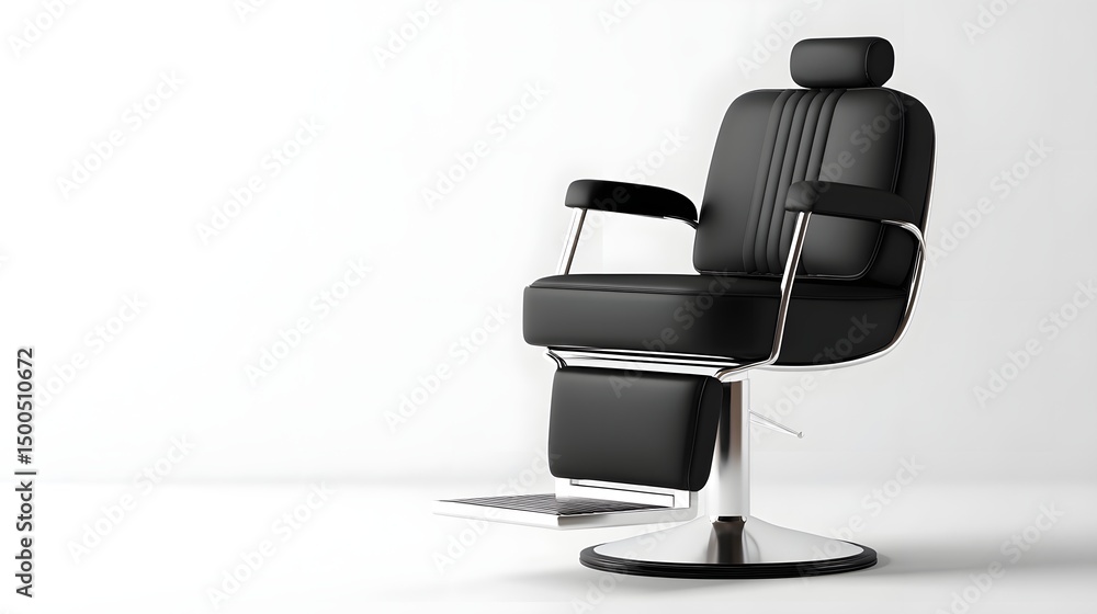 Fototapeta premium Modern black barber chair on white background