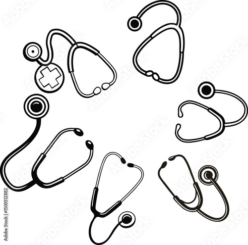 stethoscope icon set