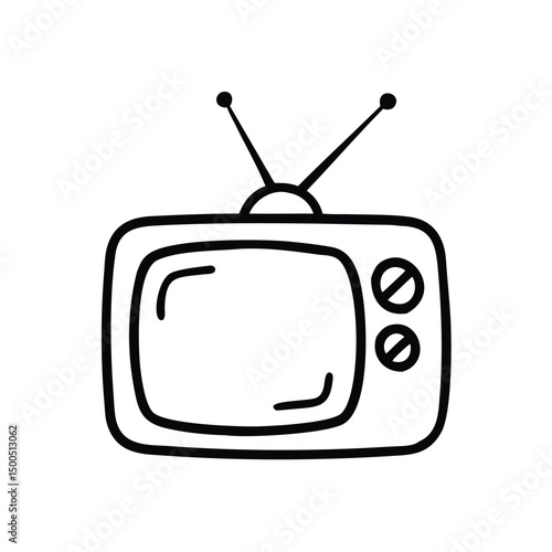 Minimal Flat Retro Television Vector Art.
