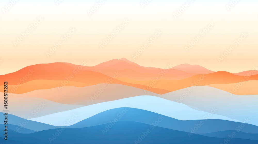 Fototapeta premium Abstract landscape of soft, blended mountain ranges.