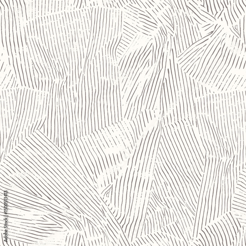 Vector seamless background. Allover texture print with striped fabric imitation with wrinkles, folds and creases. Linear seamless pattern, print for fabric, paper, wallpaper, package design