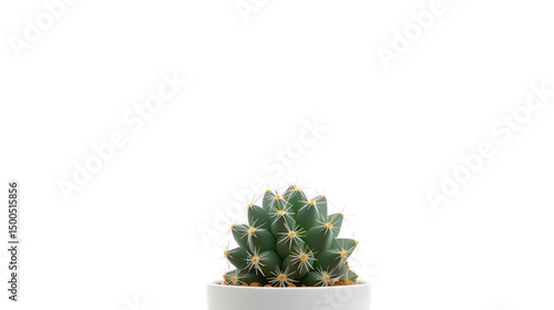 capture single desert cactus or succulent on pristine white background with ample copy space