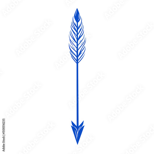 Modern Arrow with Precise Lines in Crisp Royal Blue Isolated on Transparent Background