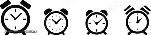 Alarm Clock Silhouette Vector | Ringing Bell Icon Transparent Background

