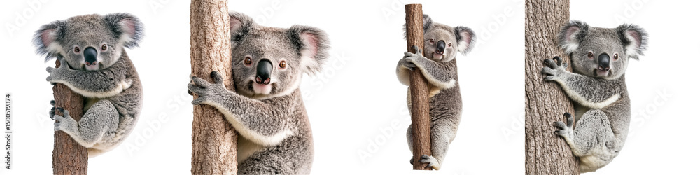 Fototapeta premium Cute Koala Hugging Tree Trunk in a Whimsical Invisible Forest Scene