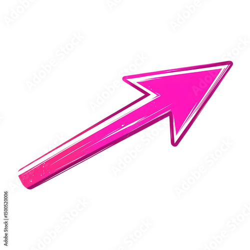 Bold Arrow with Defined Contours in Vivid Fuchsia Isolated on Transparent Background