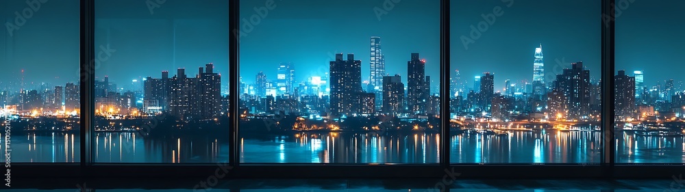 Fototapeta premium Night City Skyline View