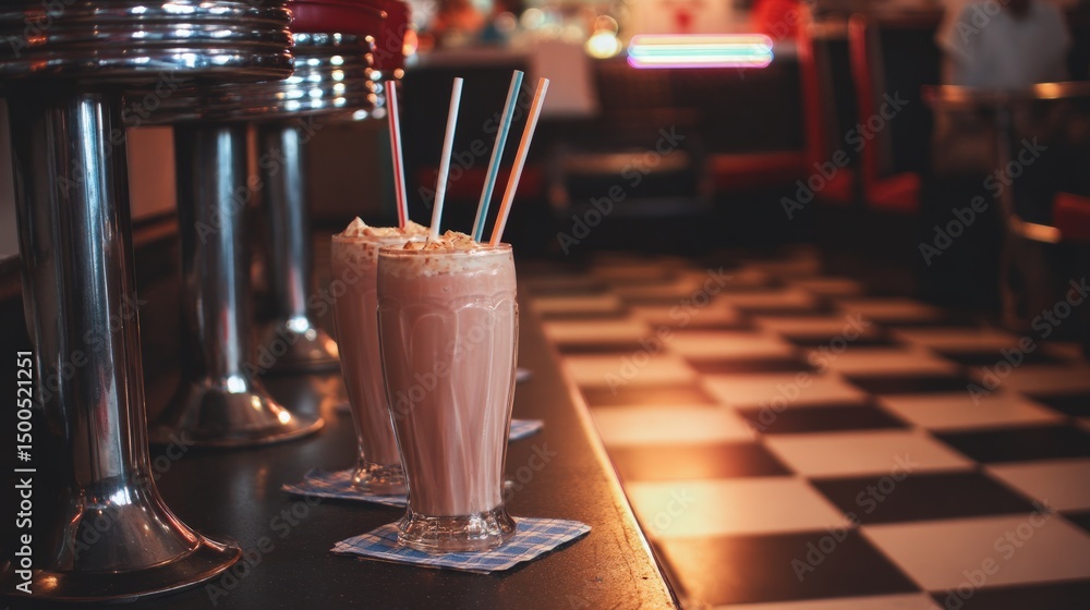 Retro Diner Delight: Creamy Milkshakes in a Classic Setting Retro Diner Delight: Creamy Milkshakes in a Classic Setting