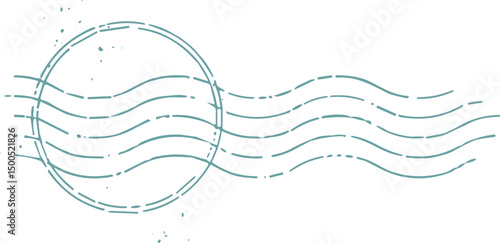 Postmark Stamp with Wavy Lines Design