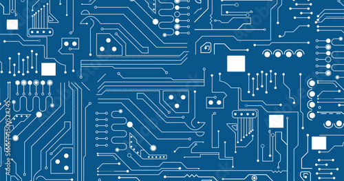 Abstract technology background. Electronic circuit board close up. Vector illustration 