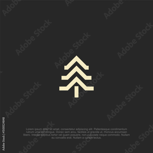 Geometric Arbor Icon on Black, Symbolizing Nature and Minimalist Design for Environmentally Conscious Branding and Visual Communications, Featuring Clean Linear Aesthetics