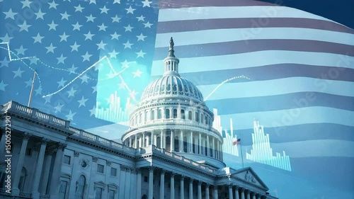 Capitol Building with USA Flag Overlay