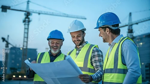 Construction Workers Reading Blueprint