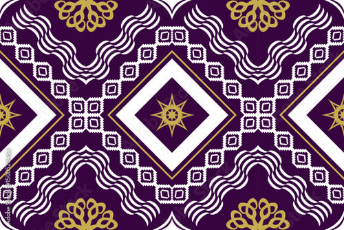 Ethnic Figure aztec embroidery style.Geometric ikat oriental traditional art pattern.Design for ethnic background,wallpaper,fashion,clothing,wrapping,fabric,element,sarong,graphic,vector illustration.