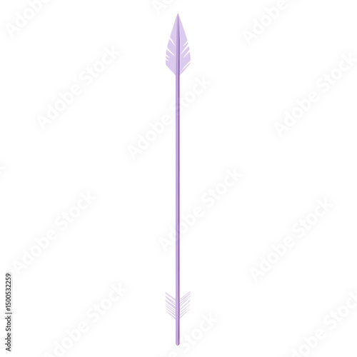Minimal Arrow with Elegant Contours in Soft Lavender Isolated on Transparent Background